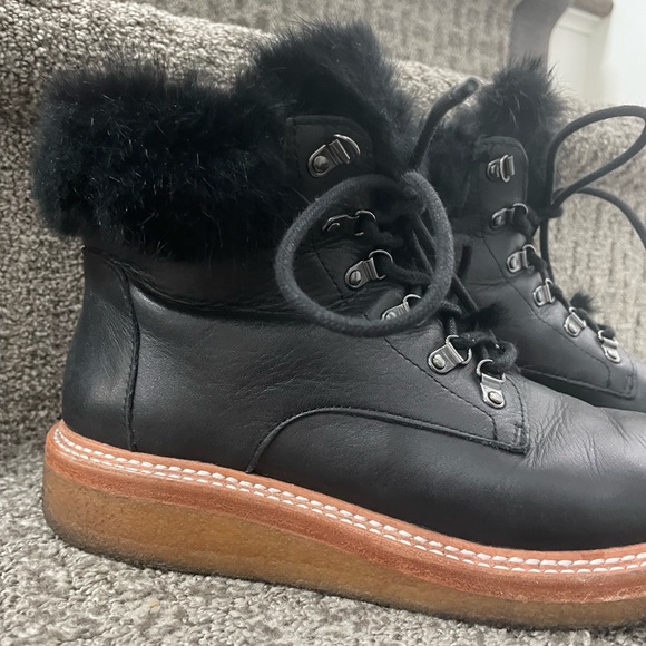 Leather and fur lace up booties - Picture 3 of 10